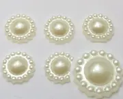50 Ivory Acrylic Flatback Flower Pearl 16mm Half Pearl Scrapbook Craft