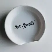 White Ceramic Spoon Rest BON APPETIT! Kitchen Cooking Countertop Spoon Holder