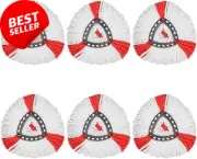 **6-Pack Reusable Microfiber Mop Heads for Vileda 2-in-1 Turbo Spin Mop, Red**