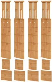 4.4" High Bamboo Drawer Dividers with Inserts, Kitchen Adjustable Drawer Orga...