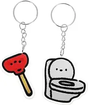 [Minkissy] Funny Bag Charm Friendship Key Chain 2pcs Creative Toilet Keychain Set Cute Backpack Pendant for Women