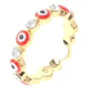 Gold Tone Gold Plated Ring With Evil Eye & Clear Rhinestone RG1000-RD6