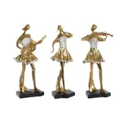 Decorative Figure Dkd Home Decor Music 20 x 12 x 41.5 Cm Ballerina Golden Romantic 3 Units