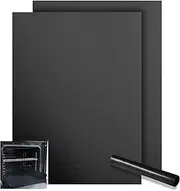 KitchenRaku BBQ Grill Mat, 32 x 50 cm, Universal Oven Liner for The Bottom of Convection Ovens, Lasting, Reusable and Washable, Suitable for Gas and Charcoal Grills (Black, Pack of 2)