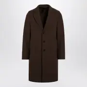 [Harris Wharf London] Brown Single-Breasted Coat In Virgin Wool 46 IT Brown