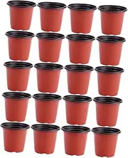 POPETPOP 20Pcs Soft Plastic Flower Pot and Nursery Containers for Plants for Roses Succulents Cactus More with Drainage