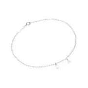 Sterling Silver 2 Initial Charm Arial Block Font Anklet 10''inch Belcher Chain