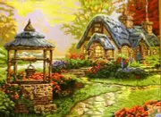 "Fairy Cottage" Printed Canvas for Needlepoint Tapestry Gobelin 10560