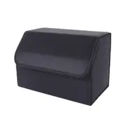 SOGA Leather Car Boot Collapsible Foldable Trunk Cargo Organizer Portable Storage Box Black Medium
