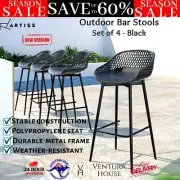 Gardeon 4pcs Outdoor Bar Stools Set of 4 Plastic Metal Bistro Patio Dining Chair