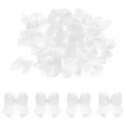 100Pcs Mini Ribbon Bows 10" Mini Fabric Satin Ribbon Gift Flower Bows Wood White