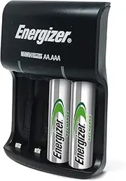 Energizer Recharge Basic Battery Charger, Versatile Rechargeable AAA and Rechargeable AA Batteries Charger, 2 AA Batteries Included, Charges in 12 Hours