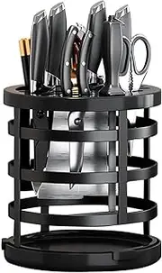 [Generic] Rotatable Cutter Block - Rotatable Kitchen Cutter Stand,Waterproof, Portable Rotating Utensil Holder with Drying Rack, Rotating for Counter