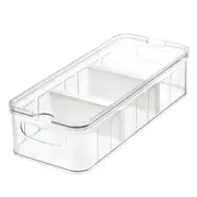iDesign 38x16.5x9.5cm Crisp Large Divided Fridge/Food Bin/Holder/Container CLR