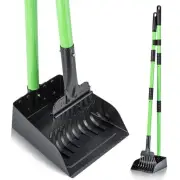 Dog Pooper Scooper Long Handle Stainless Metal Tray Rake Set Medium Small Dogs