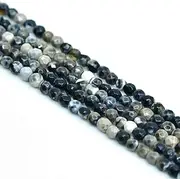 Asingeloo 3mm Faceted Natural Black White Agate Stone Beads for Jewelry Making Round Gemstone Beads Loose Spacer Beads 15" a Strand