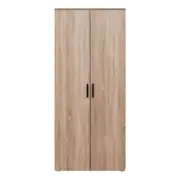 European Cabinetry Natural Oak Slim Oval Black Handles Stockholm Storage Cupboard