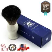 100% Black Badger Hair Men's Shaving Brush White Resin Handle Home Barber Shave