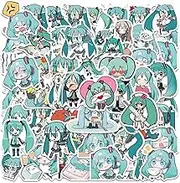 ScleraGo 65pcs/lot Green Japanese Anime Stickers Cute Girl Love Water Proof Miku Stickers Water for Mobile Notebook Cup 9695