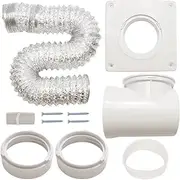 VIKKSAER Dryer Connection Kit, 90 Degree Vent Hose Kit ‎Wall Plate Hose Connector, Space Saving Short Dryer Vent Hose for Tight Space