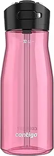[Contigo] Ashland 2.0 Leak-Proof Water Bottle with Lid Lock and Angled Straw, Dishwasher Safe Water Bottle with Interchangeable Lid, 32oz Azalea