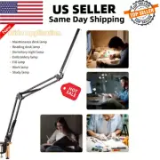 LED Desk Lamp, Adjustable Metal Swing Arm Desk Lamp with Clamp 3 Colors Modes