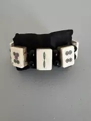 RETRO VINTAGE JEWELLERY BAKELITE MAHJONG MAJONG TILE STRETCH BRACELET BANGLE