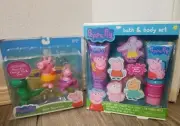 Peppa Pig Bath Squirtees set of 3 Goerge Pig, Dino & Peppa & Bath & Body Set NEW
