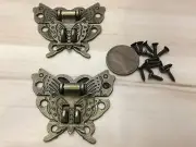 2x Butterfly Antique Bronze Hasp Latch Wooden Box Mini Cabinet Buckle Locks C33