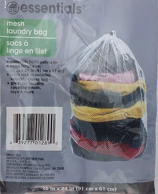 LAUNDRY BAG MESH w DRAW STRING White Polyester 24”x36” Laundry Sporting Goods To