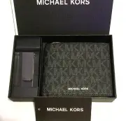 $98 Michael Kors Men’s Jet Set Black Leather Slim Billfold Wallet & Money Clip