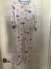Carters girl zip up Pajamas fleece footed cloud Size 4T NWT