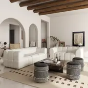Lola Mid-Century Modern Modular Curved Sofa and Chaise Set