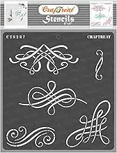 CrafTreat Swirls Calligraphy Stencils for Painting on Wood, Wall, Tile, Canvas, Paper, Fabric and Floor - 6x6 Inches - Reusable Painting Stencils for Calligraphy Design - Stencil Art & Craft Supplies