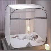 Bed Canopy Square 4 Corners Netting Elegant Mosquito Net Play Tent Room Decoration Zipper Closure Bed Net Canopy Bedding (Color : Grey, Size : 1.8m)