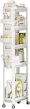 Utility Cart with Wheels - Multi-Tier Seasoning Storage Rack,Rolling Organizer Cart Movable Kitchen Seasoning Carrier for Retail Store