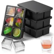 Large Ice Cube Tray with Lid 4 Pack, Large Size Silicone Ice Cube Molds(Black...