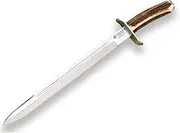 Survival Knife CC30 Chamoís Joker with Deer Horn Handle, MOVA Blade 33 cm. with Leather Sheath, 360 Grams, Fishing Tool, Hiking, Camping and Hiking.