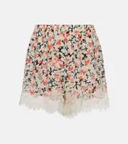 [Ulla Johnson] Ulla Johnson Noella floral lace-trimmed silk shorts AU 10 multicoloured
