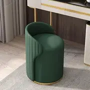 Contemporary Green Vanity Chair for Dressing Table, PU Leather Upholstery, Solid Wood Frame, High Resilience Sponge Cushion, Ideal for Personal Grooming and Makeup. KeYJ