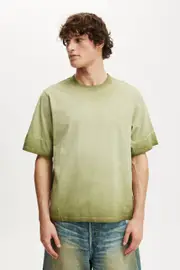 [Cotton On Men] Cotton On Men - Cropped Fit Y2k T-Shirt - Grass green panel M GRASS GREEN PANEL