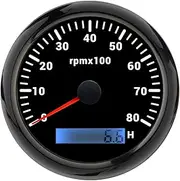 PCECKMZTFZ AD 85MM Tachometer with LCD Hour Meter for Marine Boat Car RPM Gauge 0-3000 4000 8000 RPM Meter Tach Sensor 7Colors Backlight Speedometer(BN 8000RPM)