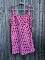 Diane Von Furstenberg 90's Shift Modern Geometric Mini Dress in Pink - Size 10