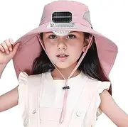 [Generic] Wide Brim Solar Fan Hat for Kids, Sun Hat with Solar Fan for Children Outdoor, Solars & USB Charging, Quick-Drying