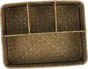 HAKIDZEL Tea Organizer Basket Woven Storage for Coffee Bar Tea Bags Sugar Packets Sundries Rustic Desktop Decor Multi Functional for Home Office
