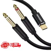 USB C to Dual 6.35mm 1/4 inch Stereo Splitter Y Cable, USB Type C to Dual 6.35mm