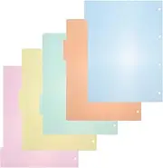 NUOBESTY 10pcs A4 Binder Dividers, Assorted Colors Plastic Binder with Tabs Dividers Label Organizer Page Tabs for Home School Office Supplies
