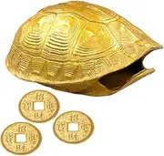 ERINGOGO 1 Set Vintage Copper Turtle Shell Divination Game Prop Handicraft Decoration for Home Aesthetic Chinese Feng Shui Coins Decorative Statue for Fortune Telling