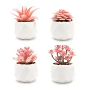 Mini Succulents Plants Artificial in Pots-Rose Pink, Christmas Small Fake Suc...