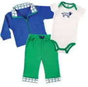 Yoga Sprout Bodysuit, Pants, and Track Jacket Set 3pc Set Blue Dog ~ (9-12Mons)